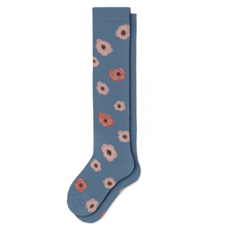 Floral Blue Compression Socks