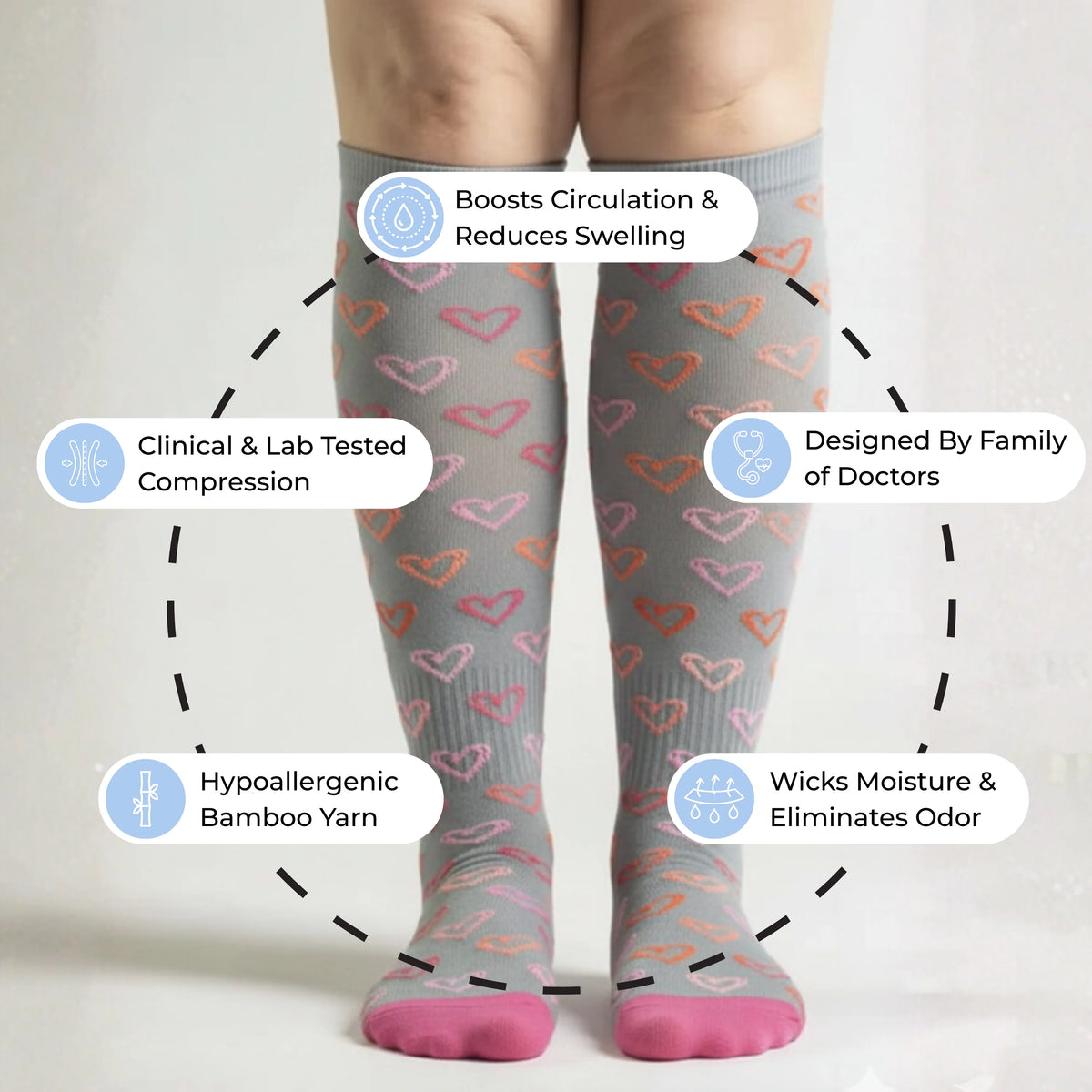 Small Hearts Compression Socks