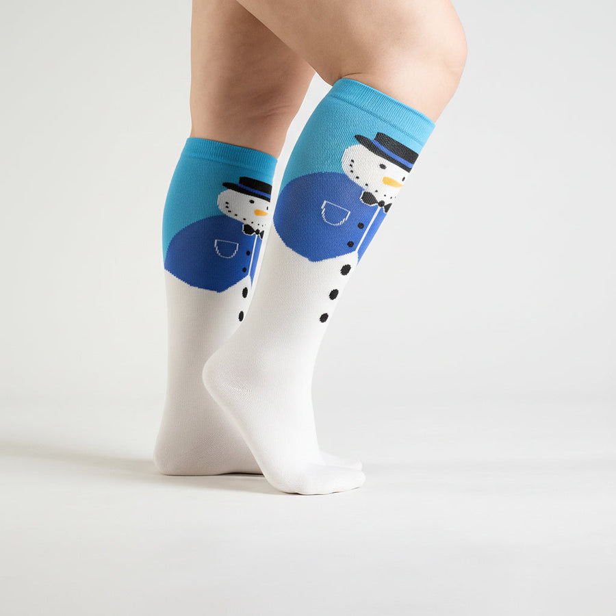 Blue Snowman Compression Socks