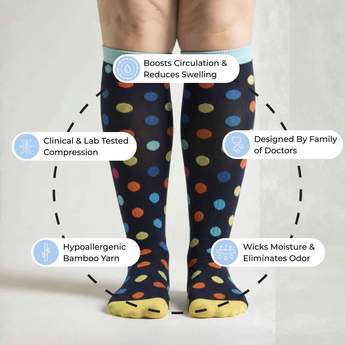 Color Dots Compression Socks
