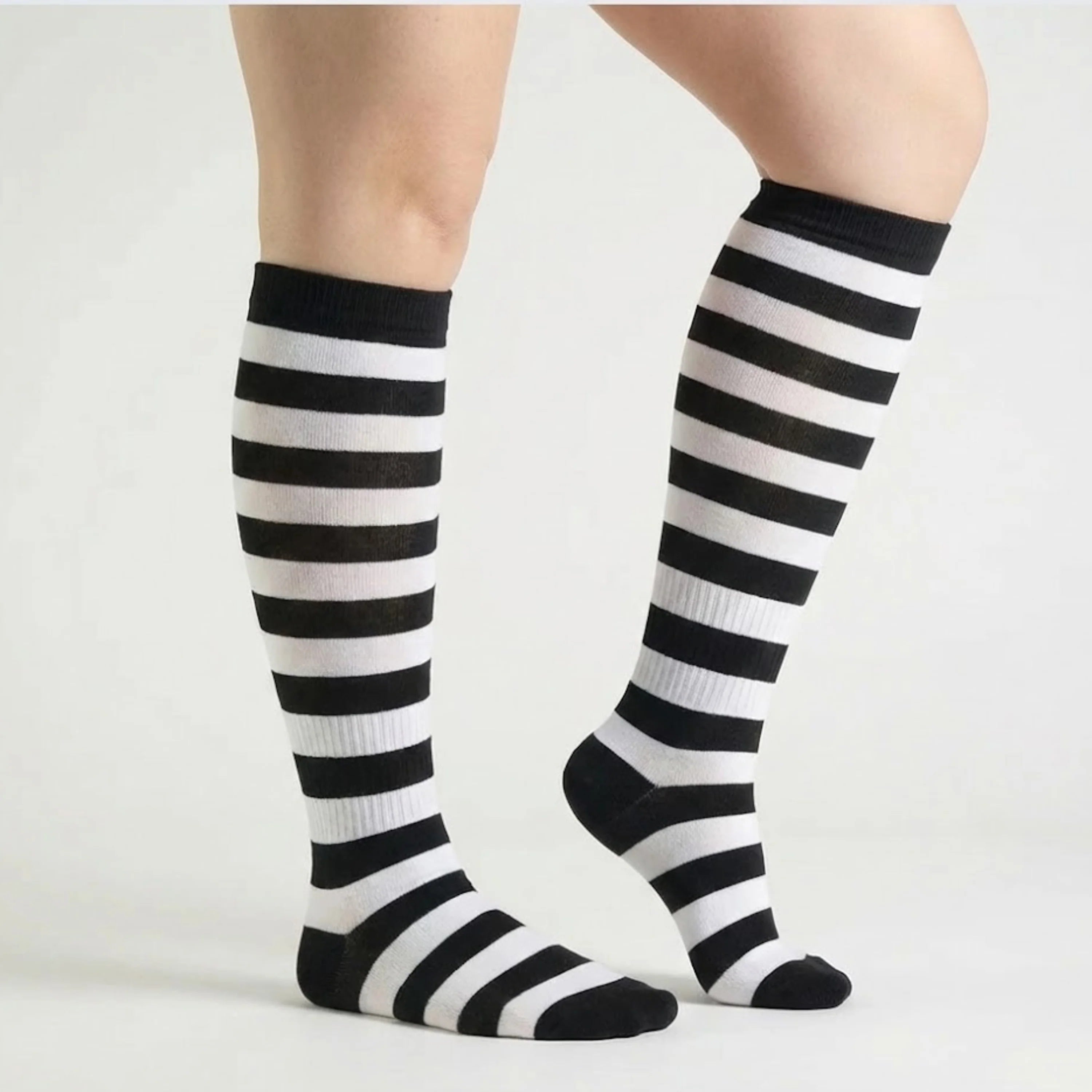 Black White Stripes Compression Socks