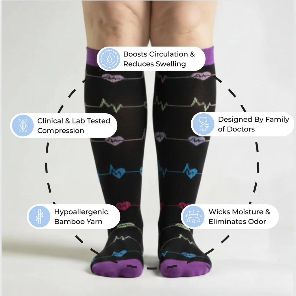 Heartbeat Compression Socks black
